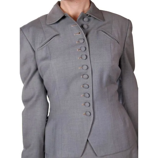 Vintage Dusty Light Blue  Wool Ladies Suit 1940s Wasp Waist 38B 27W
