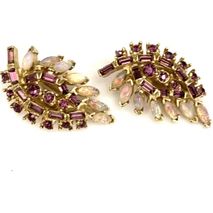 Vintage Earrings Bellini Purple/Moonstone 1950S