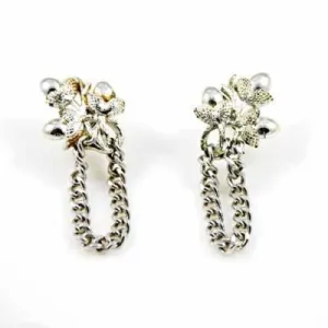 Vintage Earrings Silver Tone Acorn Clip On 1950S