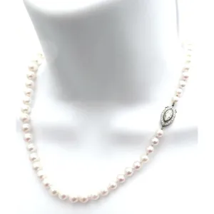 Vintage Estate Necklace Art Deco Platinum  .5K Marquise Diamond Emeralds / Pearl
