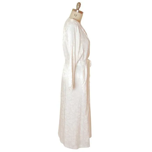 Vintage Eve Stillman White Satin Peignoir Set Med Large 1980s