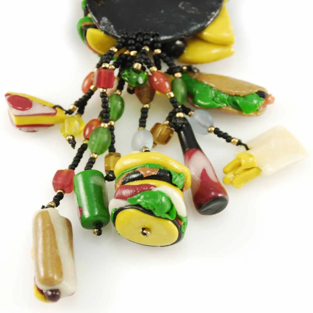 Vintage Fast Food Jewelry Hamburger & Hotdog & Coke Set 1980s