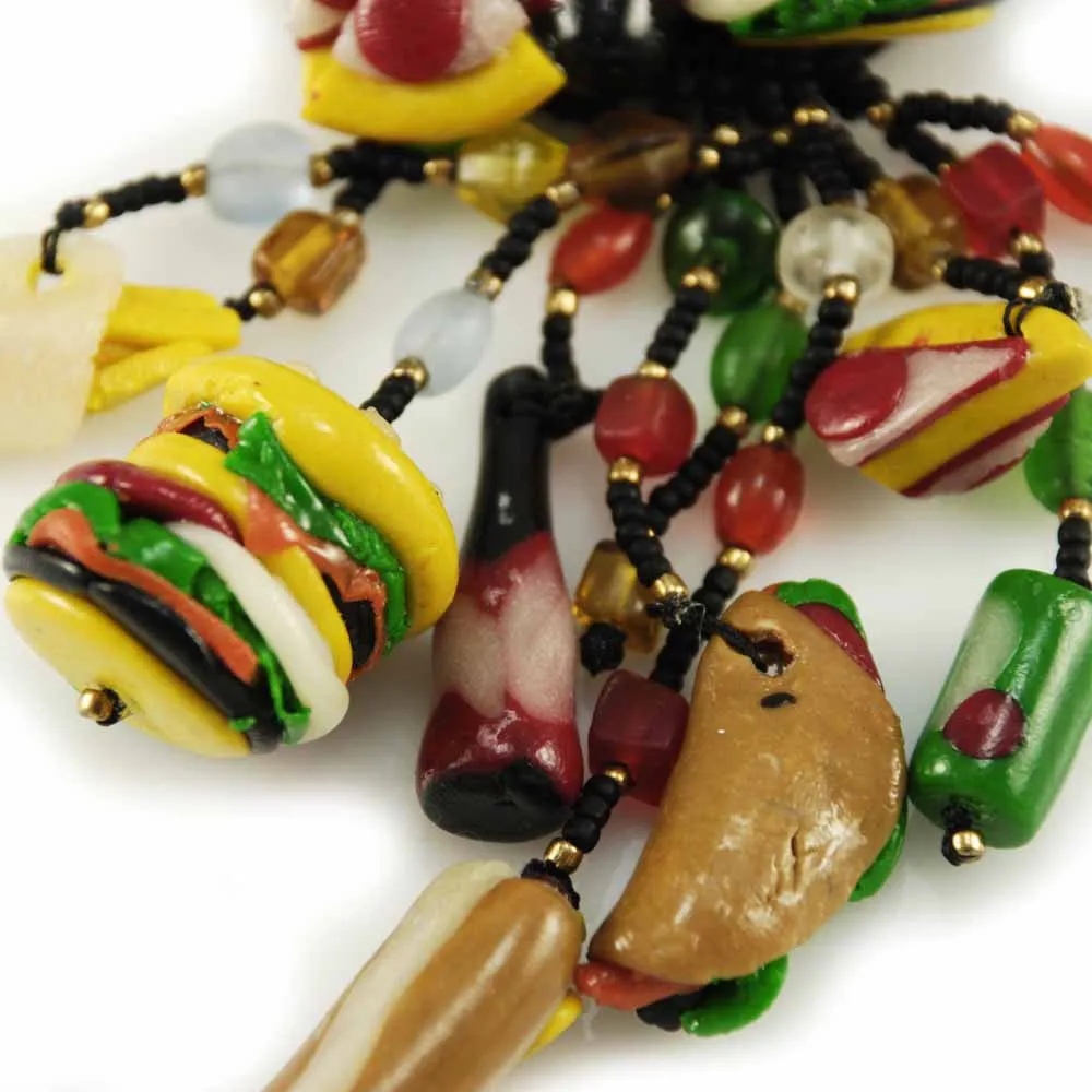 Vintage Fast Food Jewelry Hamburger & Hotdog & Coke Set 1980s
