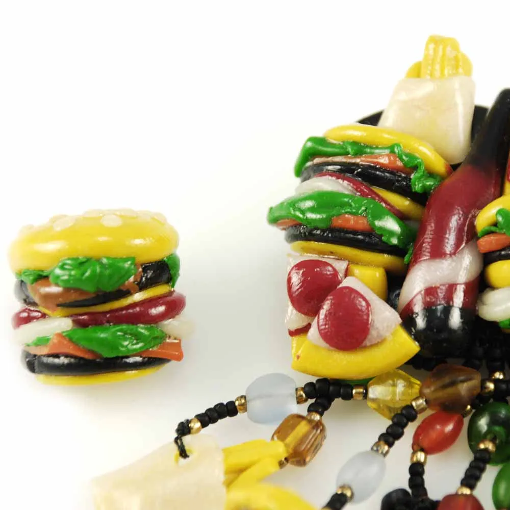 Vintage Fast Food Jewelry Hamburger & Hotdog & Coke Set 1980s