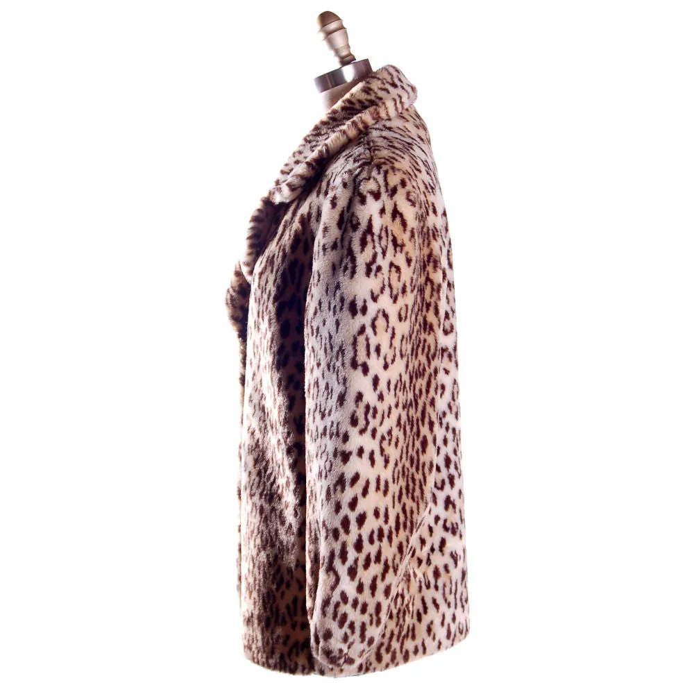 Vintage Faux Leopard Print Plush Short Coat 1980S