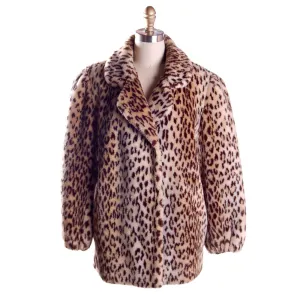 Vintage Faux Leopard Print Plush Short Coat 1980S