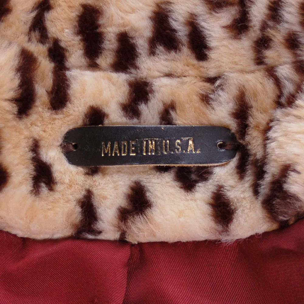 Vintage Faux Leopard Print Plush Short Coat 1980S