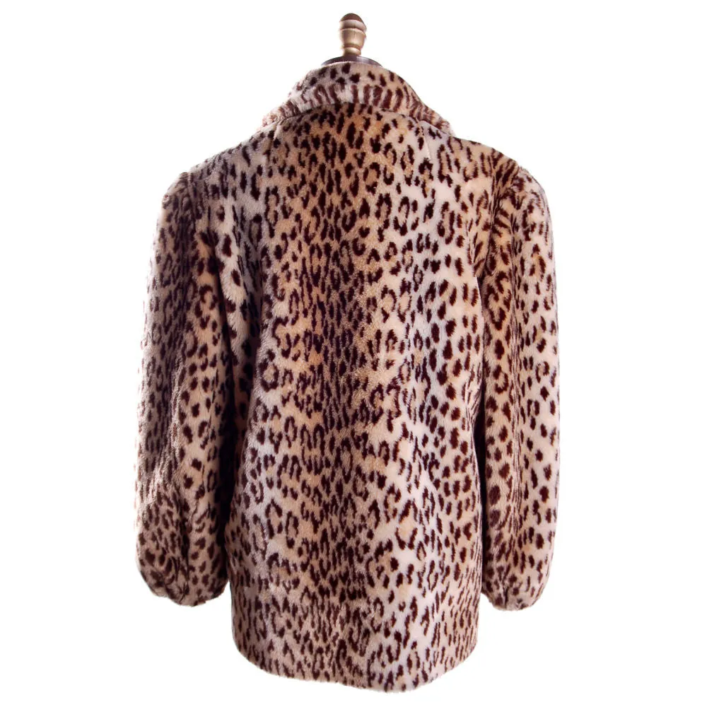 Vintage Faux Leopard Print Plush Short Coat 1980S