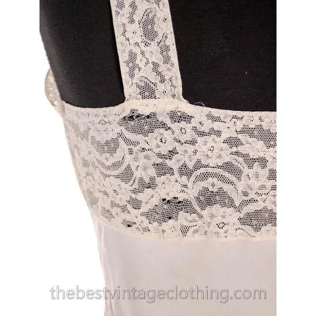 Vintage Fischer Heavenly Silk Lingerie Bias Cut Slip 1940s Small Wide Lace