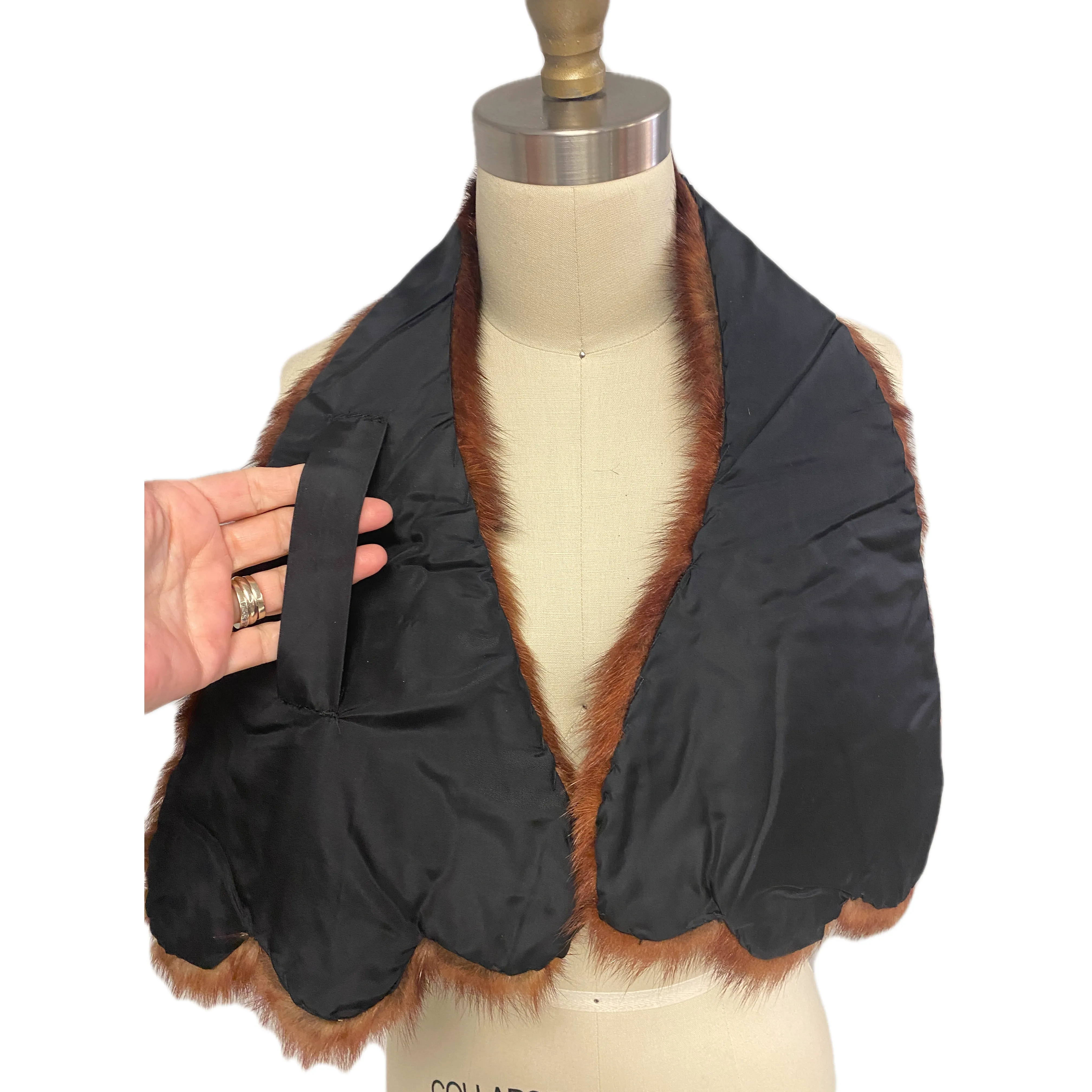 Vintage Fur Scarf 1930s-40s Pass Thru Red Squirrel  38" Very Unique!