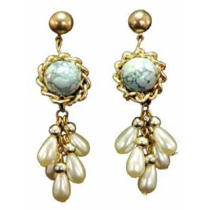 Vintage Gold Tone Dangle Earrings 1980S