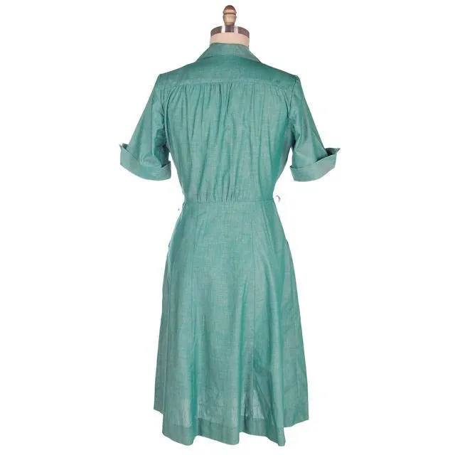 Vintage Green Cotton  Girl Scout Master Dress NOS 1950s 42-31-46