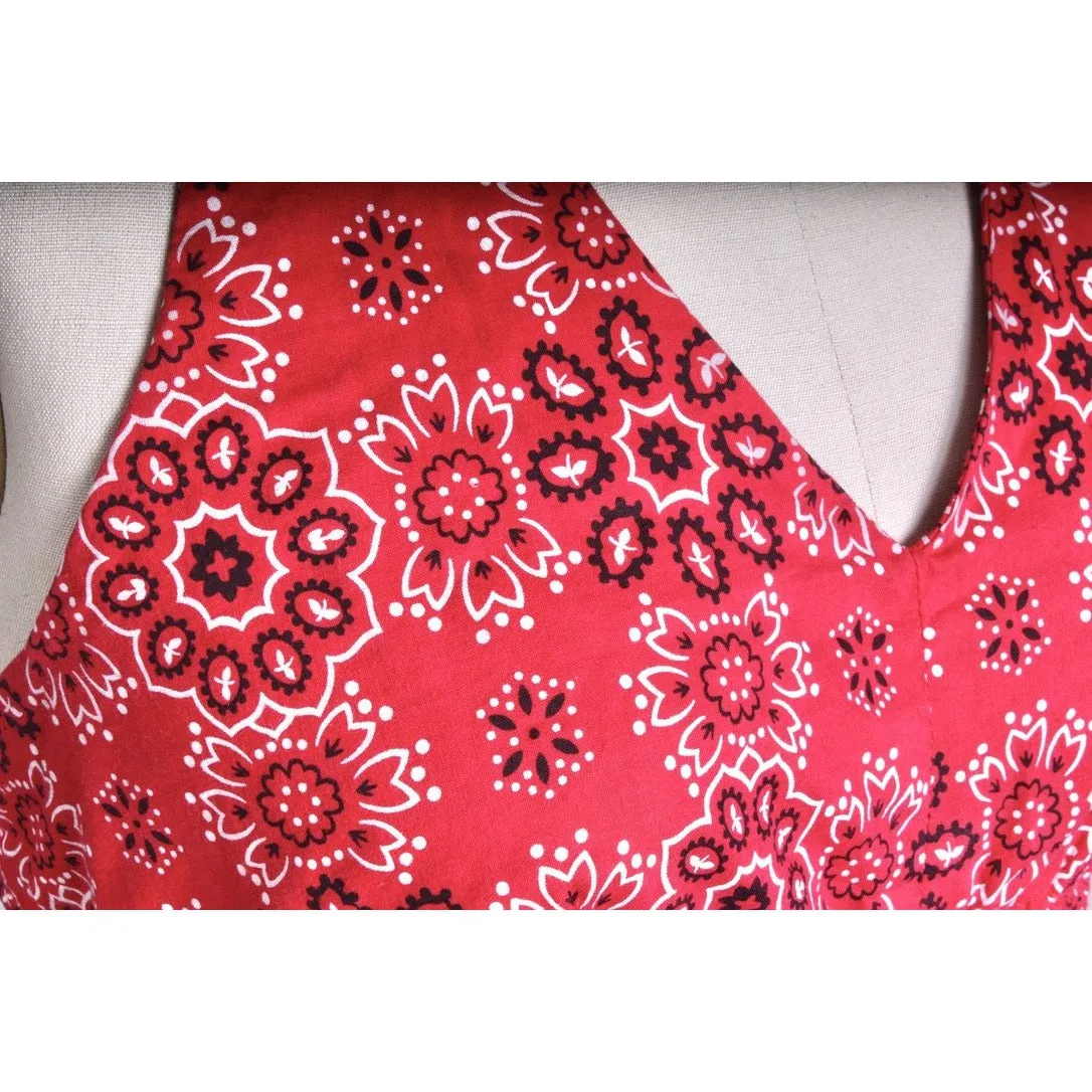 Vintage Halter Top Red Bandana Womens S/M 1970s