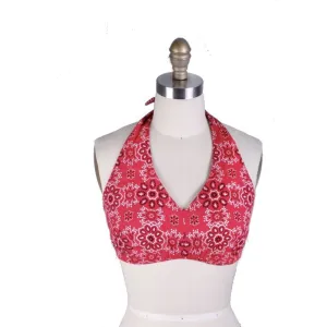 Vintage Halter Top Red Bandana Womens S/M 1970s