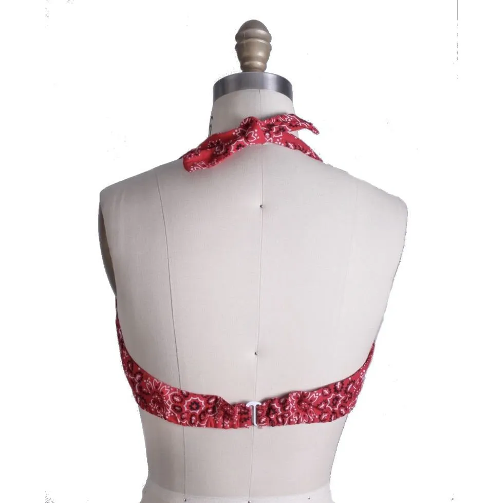 Vintage Halter Top Red Bandana Womens S/M 1970s