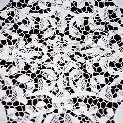 Vintage Handmade Point de Venise Needle Lace and Linen Tablecloth Esso Oil Provenance