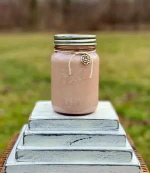 Vintage Inspired Rose Colored Jar ~ Hand Poured 100% Soy Wax Candle