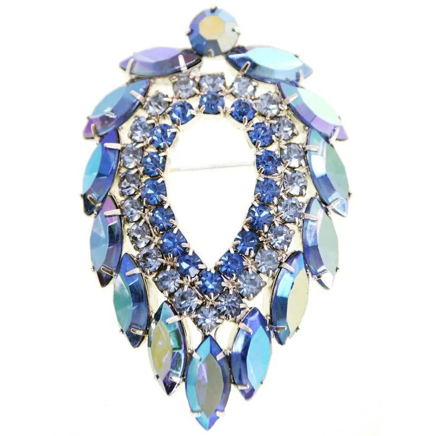 Vintage Juliana Signed Jewelry Sarah Coventry Brooch & Ears Blue Lagoon 1960's