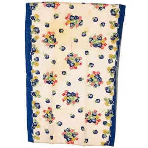 Vintage Kitchen Towel Cotton  Blue Strawberries 1940s