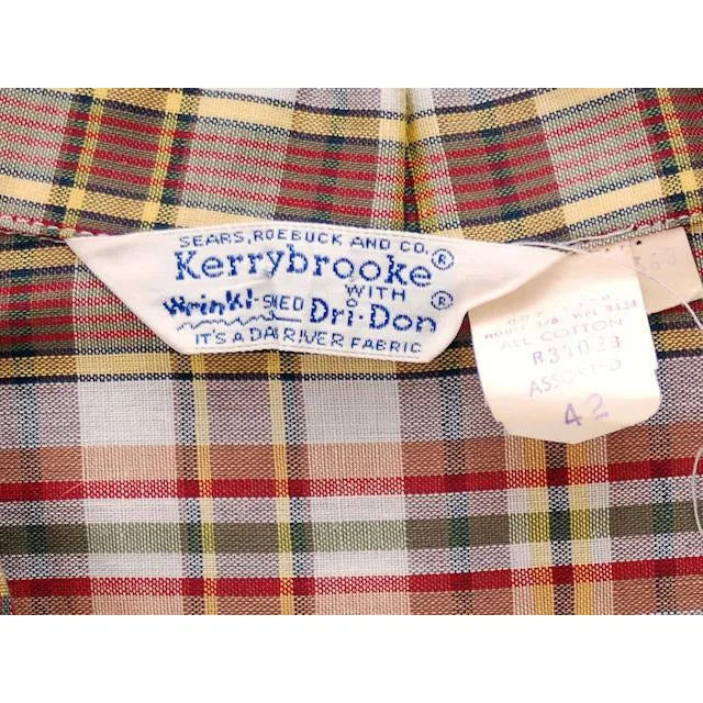 Vintage Ladies Blouse Plaid Short Sleeved NOS L-XL 1950s Kerrybrooke Sears RYG