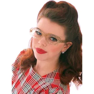 Vintage Ladies Eye Glasses Clear Carved Lucite Rare 1960s Square