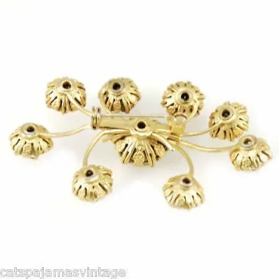 Vintage Large Goldtone &  Rhinestone Sunburst  Spray Brooch 1930S