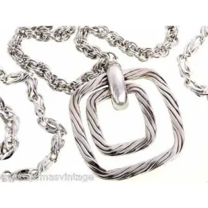 Vintage Large Silver Tone Triple Heavy Chain & Braided Steel Fob 1960s