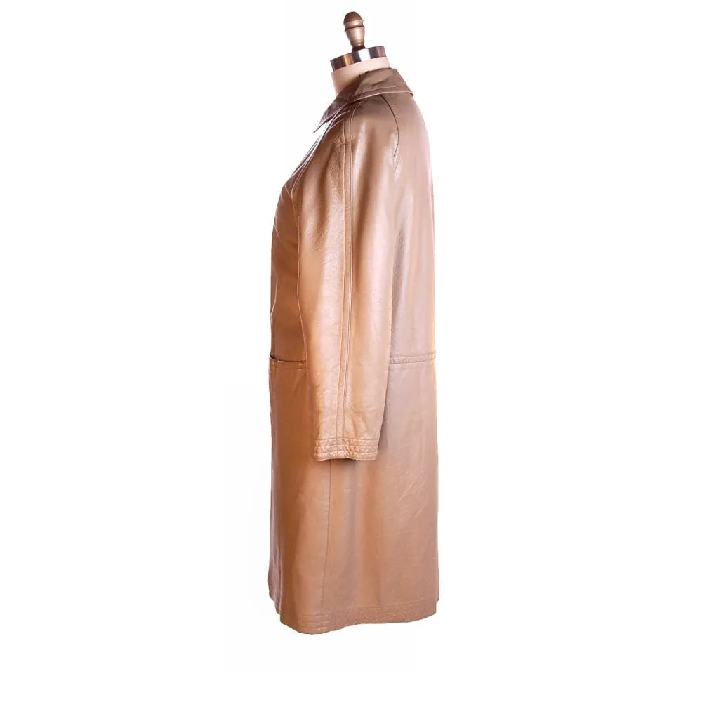 Vintage Leather Coat Bonnie Cashin Sills Snap Hook Front 1970s M