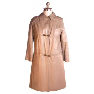 Vintage Leather Coat Bonnie Cashin Sills Snap Hook Front 1970s M