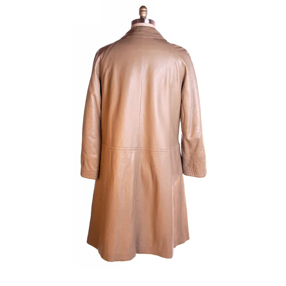 Vintage Leather Coat Bonnie Cashin Sills Snap Hook Front 1970s M
