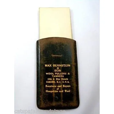 Vintage Leather Note Holder Max Bernstein Wool Pullers Camden NJ 1920s
