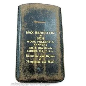 Vintage Leather Note Holder Max Bernstein Wool Pullers Camden NJ 1920s