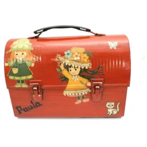 Vintage Lunch Box Purse Adorable Girly Appliqué 1970S Paula & Kitten