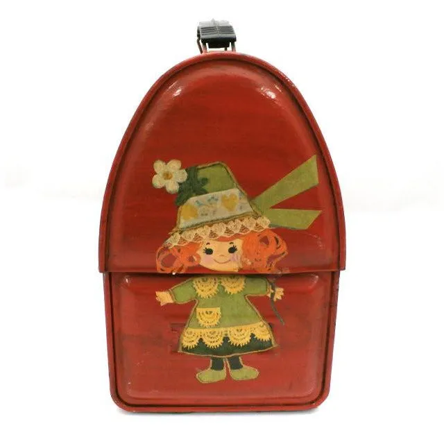 Vintage Lunch Box Purse Adorable Girly Appliqué 1970S Paula & Kitten