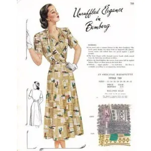 Vintage Maisonette Fabric Swatch 1940s 8x11 733