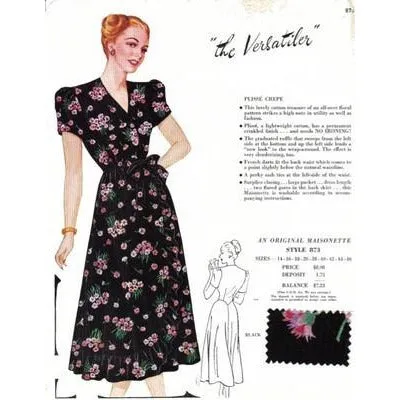 Vintage Maisonette Fabric Swatch 1940s 8x11 873