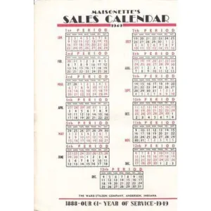 Vintage Maisonette Sales Calendar For 1949