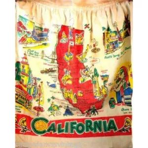 Vintage Map Of California Apron 1940S