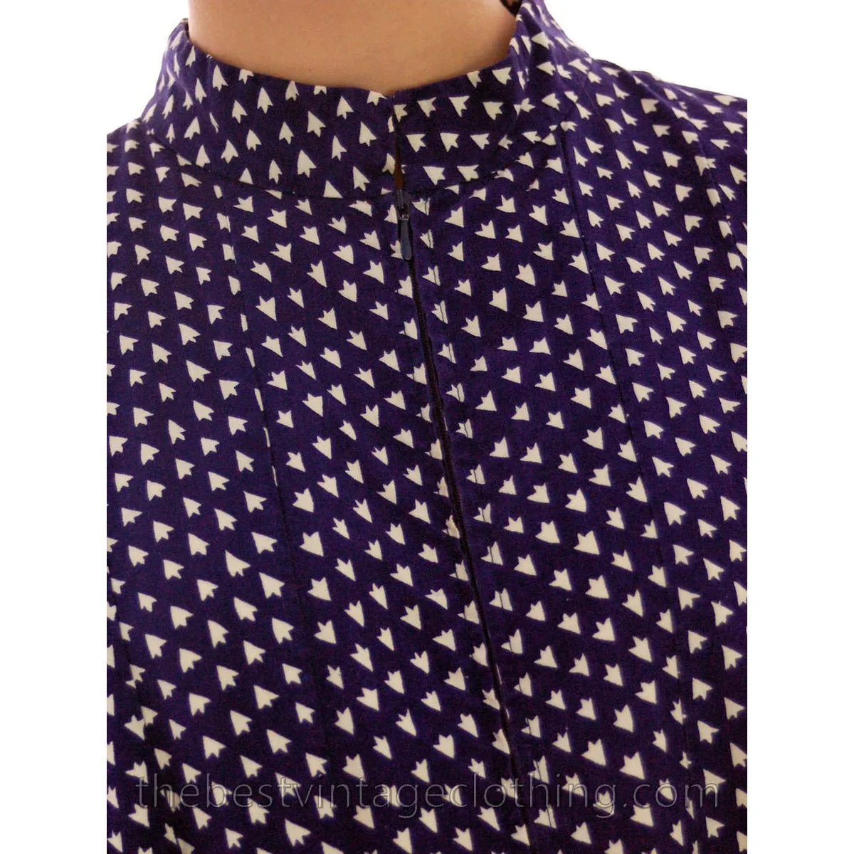 Vintage Marimekko 1974 Blue & White Printed Tent Dress 44/16 Large