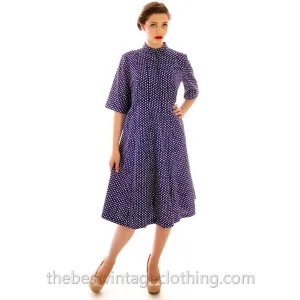Vintage Marimekko 1974 Blue & White Printed Tent Dress 44/16 Large