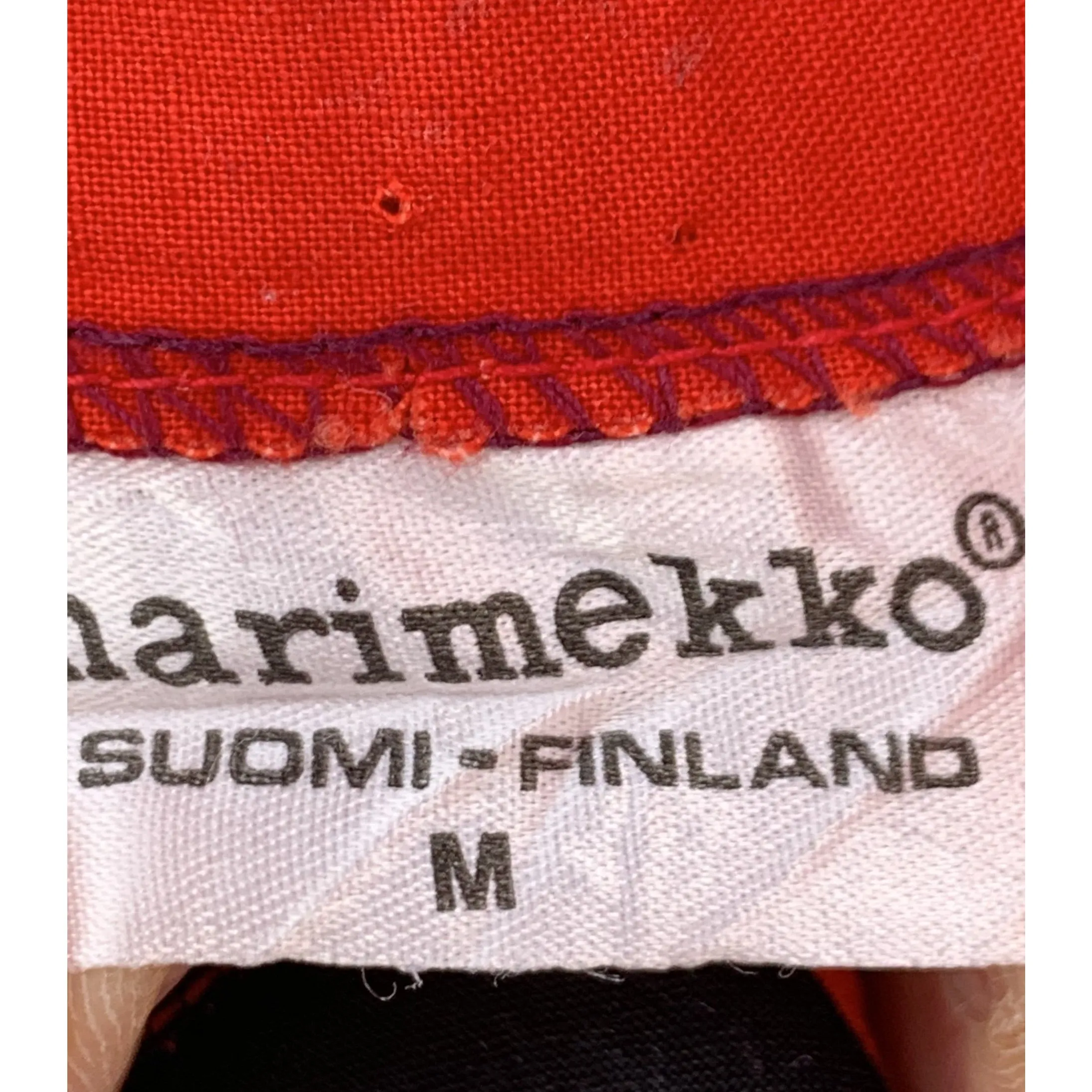 Vintage Marimekko Maxi Gown Red Black Cotton 1976 Sz M Striking