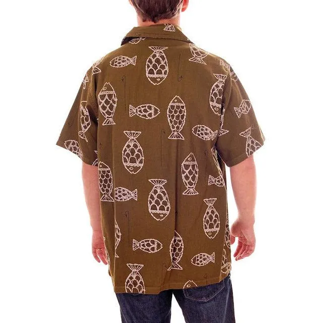 Vintage Mens Ricky Style Shirt 1950s Fish Print Med