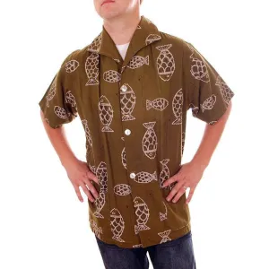 Vintage Mens Ricky Style Shirt 1950s Fish Print Med