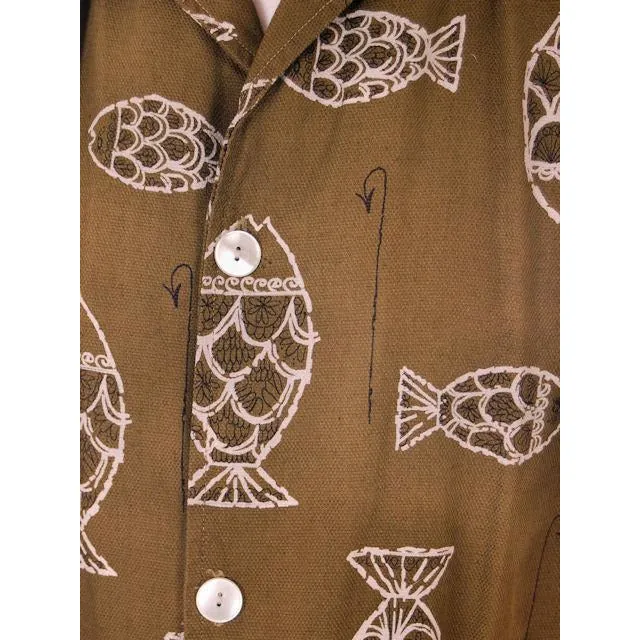 Vintage Mens Ricky Style Shirt 1950s Fish Print Med