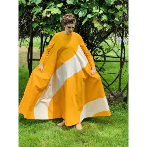 Vintage ”Metsä” Vuokko Nurmesniemi Womens Tent Dress 70s  M EU42 Yellow White Stripe Cotton