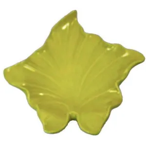 Vintage Mid-Century  Huge Pottery Leaf Bowl Chartreuse 1950's