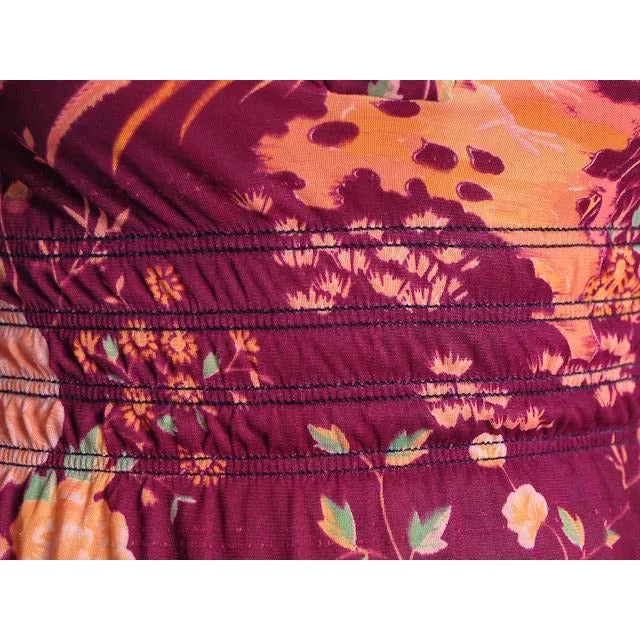 Vintage Mini Polyester Bird Print Dress/Tunic 1970s S