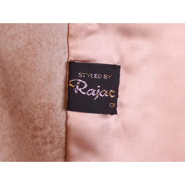 Vintage Mottled Beige Suede Trench Coat Fox Collar 1970S Medium