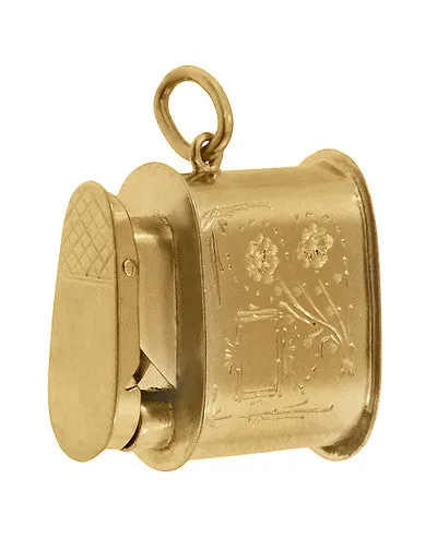 Vintage Moveable Miniature Cigarette Lighter Pendant Jewelry Charm in 18 Karat Gold