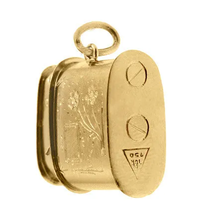 Vintage Moveable Miniature Cigarette Lighter Pendant Jewelry Charm in 18 Karat Gold